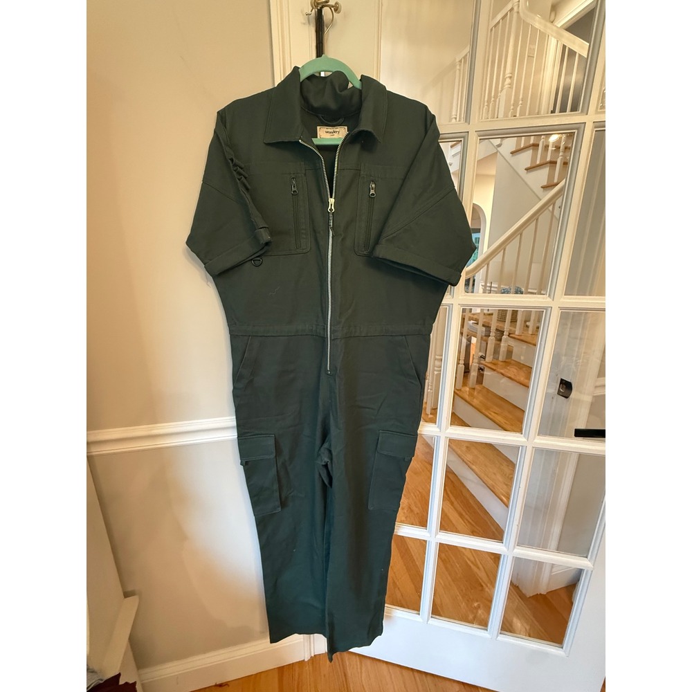 Wondery Isabel 2.0 Short Sleeve Utility Coverall Jumpsuit Green Womens Large